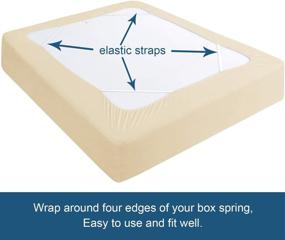 img 1 attached to 🛏️ Elastic Fabric Wrap Around 4 Sides Box Spring Cover King Size, Hotel/Home Bed Skirt Alternative, Fits Box Springs up to 13 Inches, Light Yellow