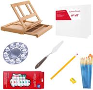 🎨 s & e teacher's edition 30 pcs wooden box easel paint set: 12 colors, 3 canvas panels, 10 brushes, palette & palette knife perfect for artists logo