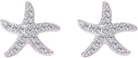 img 4 attached to 🌟 Stunning Starfish Stud Earrings for Women - CZ Pave & Charm Starfish Earrings in 14k Gold/White Gold