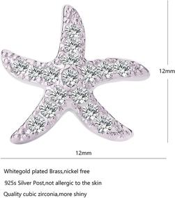 img 3 attached to 🌟 Stunning Starfish Stud Earrings for Women - CZ Pave & Charm Starfish Earrings in 14k Gold/White Gold