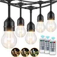 🏞️ 2-pack dimmable outdoor string lights for patio with remote control - 48ft electric, waterproof hanging light string in 3 colors: warm white, daylight white, shatterproof edison led bulbs for bistro, pergola logo