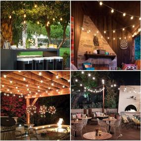 img 2 attached to 🏞️ 2-Pack Dimmable Outdoor String Lights for Patio with Remote Control - 48FT Electric, Waterproof Hanging Light String in 3 Colors: Warm White, Daylight White, Shatterproof Edison LED Bulbs for Bistro, Pergola
