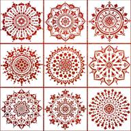 enhance your diy decor with a set of 9 reusable mandala stencils (12x12 inch) – perfect for painting templates on wood floors, walls, fabric, and furniture! logo