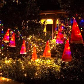 img 2 attached to 🔔 B-Land Christmas Outdoor Decor: Lighted Santa Hats & Bells, 33ft String Lights with 8 Modes