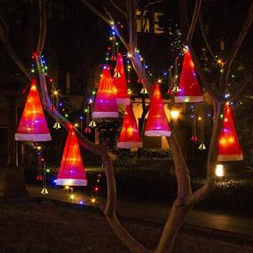 img 4 attached to 🔔 B-Land Christmas Outdoor Decor: Lighted Santa Hats & Bells, 33ft String Lights with 8 Modes