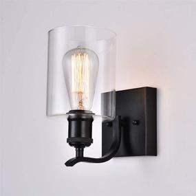 img 3 attached to 💡 Cuaulans Black Wall Sconces Set of Two: Stylish Farmhouse Industrial Vanity Wall Light Fixtures with Clear Glass Shade for Bathroom Bedroom Living Room Hallway Wall Mount