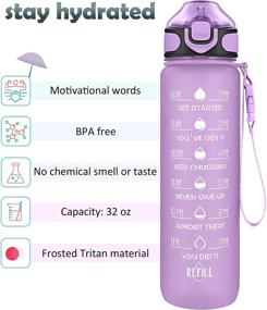 img 3 attached to 💧 32oz Straw Water Bottle with Time Marker & Buckle Strap - Motivational Hydration Tracker, Leak-Proof BPA-Free Tritan, Ideal for Fitness, Gym, Camping, and Outdoor Sports