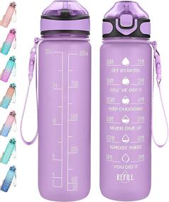 img 4 attached to 💧 32oz Straw Water Bottle with Time Marker & Buckle Strap - Motivational Hydration Tracker, Leak-Proof BPA-Free Tritan, Ideal for Fitness, Gym, Camping, and Outdoor Sports