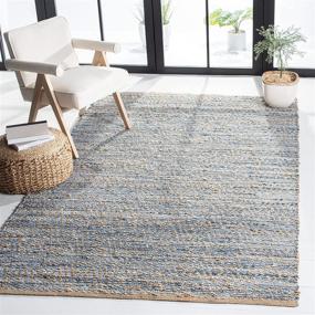 img 4 attached to 🏖️ Safavieh Cape Cod Collection Handmade Coastal Braided Jute Area Rug, 3' x 5', Natural/Blue