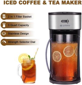 img 3 attached to ☕ Efficient and Versatile LITIFO Iced Tea Maker and Iced Coffee Maker with Taste Customization – 3-Quart Pitcher, Sliding Strength Selector, Stainless Steel Decoration, Black