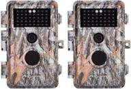 📸 2-pack game trail deer cameras - 24mp 1296p h.264 mp4 video - no glow wildlife hunting cams with night vision - motion activated - waterproof & password protected - photo & video mode - time lapse & time stamp logo