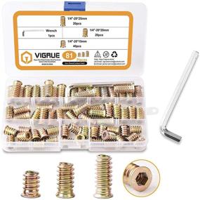 img 4 attached to 🔩 VIGRUE 81PCS Furniture Screw in Nut Threaded Inserts Assortment Set for Wood Bolt Fastener Connector - Hex Socket Drive, Flanged - Includes Hex Spanner