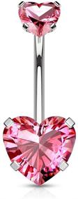 img 4 attached to 💎 Surgical Steel Belly Button Ring: Stunning Heart CZ Design with Internally Threaded Matching Top – Forbidden Body Jewelry