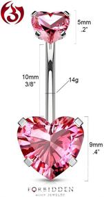 img 3 attached to 💎 Surgical Steel Belly Button Ring: Stunning Heart CZ Design with Internally Threaded Matching Top – Forbidden Body Jewelry