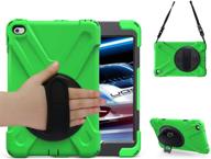 📱 kids ipad mini 5 case, tsq heavy duty rugged shockproof protective cover with 360 degree rotating stand, handle hand strap/shoulder strap for ipad mini 5th generation, green logo