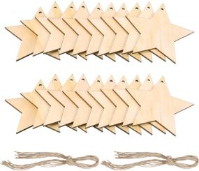 img 4 attached to 🌟 20-Pack Wooden Star Cutouts with Strings - Perfect for Weddings, DIY Crafts, Festivals, Decorations, Embellishments - Pangda