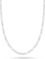 pori jewelers 925 sterling silver figaro chain necklace - made in italy - lobster claw clasp - wide range of sizes available logo