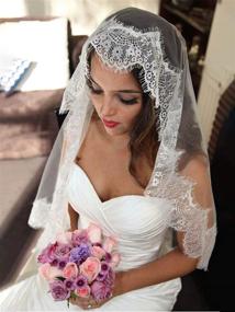 img 3 attached to 👰 Bmirth Bride Wedding Veil: Elegant Long Ballet Length Tulle Hair Accessory with Comb and Lace Edge