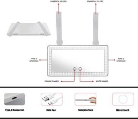 img 1 attached to Улучшенное HD-зеркало для макияжа в автомобиле с защитой от солнца и светодиодными огнями - WHISHINE 2021: Регулируемое зеркало для прически в путешествиях, зеркало для заднего сиденья для ребенка, сенсорный экран, встроенный литиевый аккумулятор (черное).