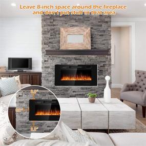 img 3 attached to 🔥 Tangkula 36 Inches Recessed Electric Fireplace: Adjustable Flame & Speed, Remote Control & Touch Screen - Wall Mounted Electric Heater, 750-1500W