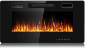 img 4 attached to 🔥 Tangkula 36 Inches Recessed Electric Fireplace: Adjustable Flame & Speed, Remote Control & Touch Screen - Wall Mounted Electric Heater, 750-1500W