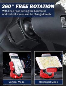 img 1 attached to 💎 Bling Car Phone Mount: 361° Adjustable Crystal Auto Stand with Bling Car Coasters - Sparkle Up Your Car with Style!