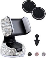 💎 bling car phone mount: 361° adjustable crystal auto stand with bling car coasters - sparkle up your car with style! logo