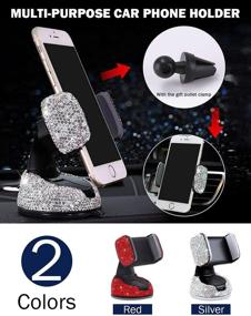 img 3 attached to 💎 Bling Car Phone Mount: 361° Adjustable Crystal Auto Stand with Bling Car Coasters - Sparkle Up Your Car with Style!