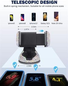 img 2 attached to 💎 Bling Car Phone Mount: 361° Adjustable Crystal Auto Stand with Bling Car Coasters - Sparkle Up Your Car with Style!