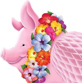 img 1 attached to 🌺 Beistle Luau Pig Table Centerpiece Decoration - Summer Tropical Hawaiian Theme Party Supplies, Package of 1, Multicolored