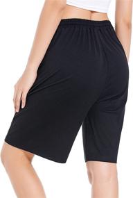 img 2 attached to CULAYII Women's Long Bermuda Yoga Shorts with Pockets - Athletic Sweat Knee Length Running Swim Shorts for Lounge and Workout
