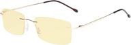 👓 eyekepper gold rimless computer reading glasses with flexible rim for men and women - yellow tinted, blue light blocking +1.50 strength logo