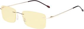 img 4 attached to 👓 Eyekepper Gold Rimless Computer Reading Glasses with Flexible Rim for Men and Women - Yellow Tinted, Blue Light Blocking +1.50 Strength