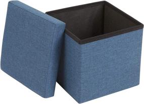 img 2 attached to 🔵 FHE 12-Inch Folding Storage Ottoman Cube in Navy Linen