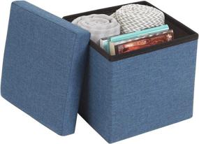 img 3 attached to 🔵 FHE 12-Inch Folding Storage Ottoman Cube in Navy Linen