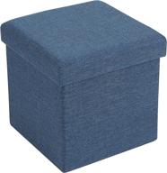 🔵 fhe 12-inch folding storage ottoman cube in navy linen logo