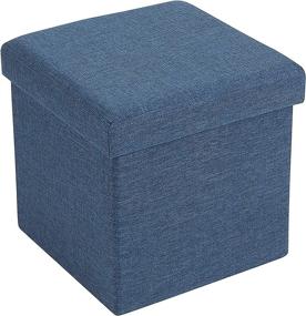 img 4 attached to 🔵 FHE 12-Inch Folding Storage Ottoman Cube in Navy Linen