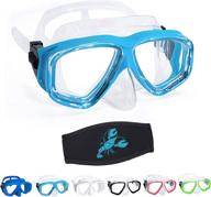 🏊 omgear silicone kids swim mask goggles for swimming and snorkeling - tempered glass snorkel goggles with nose cover, scuba diving goggles and cute neoprene mask strap cover logo