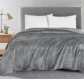 img 4 attached to 🛌 CozyLux Grey Queen Fleece Blanket - 90" x 90" - Super Soft Lightweight Microfiber Flannel - Ideal for Travel, Camping, Chair, Sofa - Cozy Luxury Plush Bed Blankets - Gray