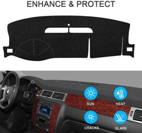 img 3 attached to 🚘 EONLION Dashboard Cover Mat for Chevrolet Suburban/Tahoe 2007-2013, Avalanche Silverado 1500 LTZ 2007-2013, GMC Yukon 2007-2014 - Black