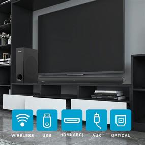 img 3 attached to 🔊 Enhance Your TV Experience: 34'' Sound Bars with Subwoofer, Bluetooth, 3D Surround Sound for Home Theater/Gaming/Projectors - AUX/Opt Connectivity Included