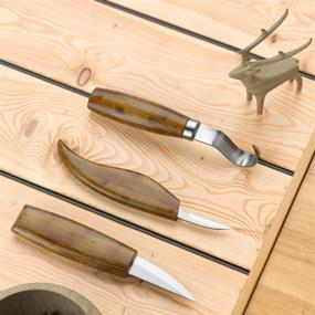 img 1 attached to Идеальный набор инструментов для резьбы по дереву для столярных работ - включает резцы по дереву, губчатый нож, нож для вырезания, нож для деталей, нож для заточки - черный набор для резьбы по дереву
