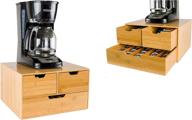 extra large bamboo k-cup holder for countertop - 2-tier k-cup organizer - bamboo tea bag and nespresso capsules storage drawer - k-cup storage and tea bag holder drawers логотип