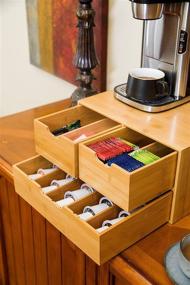 img 3 attached to Extra Large Bamboo K-Cup Holder for Countertop - 2-Tier K-Cup Organizer - Bamboo Tea Bag and Nespresso Capsules Storage Drawer - K-Cup Storage and Tea Bag Holder Drawers