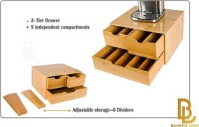 img 1 attached to Extra Large Bamboo K-Cup Holder for Countertop - 2-Tier K-Cup Organizer - Bamboo Tea Bag and Nespresso Capsules Storage Drawer - K-Cup Storage and Tea Bag Holder Drawers