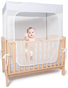 img 4 attached to 🏕️ YeTrini Crib Safety Tent - Sturdy Gray Crib Cover to Prevent Toddler Climbing and Keep Cats Out, with See-Through Mesh Design - Ideal to Keep Baby Secure Inside