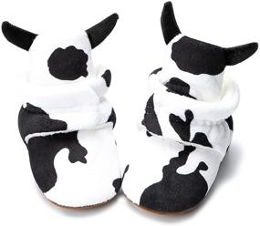 img 3 attached to 👶 Babelvit Soft Fleece Booties: Stay-On Infant Slippers Socks with Non-Skid Grippers for Winter First Walkers