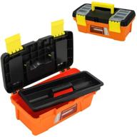 🧰 10-inch magdurnus plastic tool box with portable tray - heavy-duty toolbox storage, ideal for home, craftsman, and garage organization, equipped with handle, locking mechanism, and tough case logo