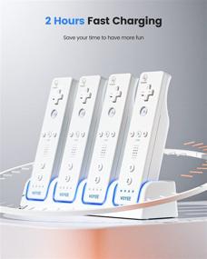 img 3 attached to VOYEE Wii Remote Controller Charging Station - 4 Rechargeable Battery Packs & USB Cable Included - 4-in-1 Charger Compatible with Nintendo Wii/Wii U - White