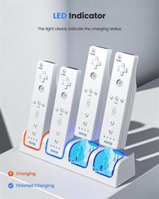 img 2 attached to VOYEE Wii Remote Controller Charging Station - 4 Rechargeable Battery Packs & USB Cable Included - 4-in-1 Charger Compatible with Nintendo Wii/Wii U - White